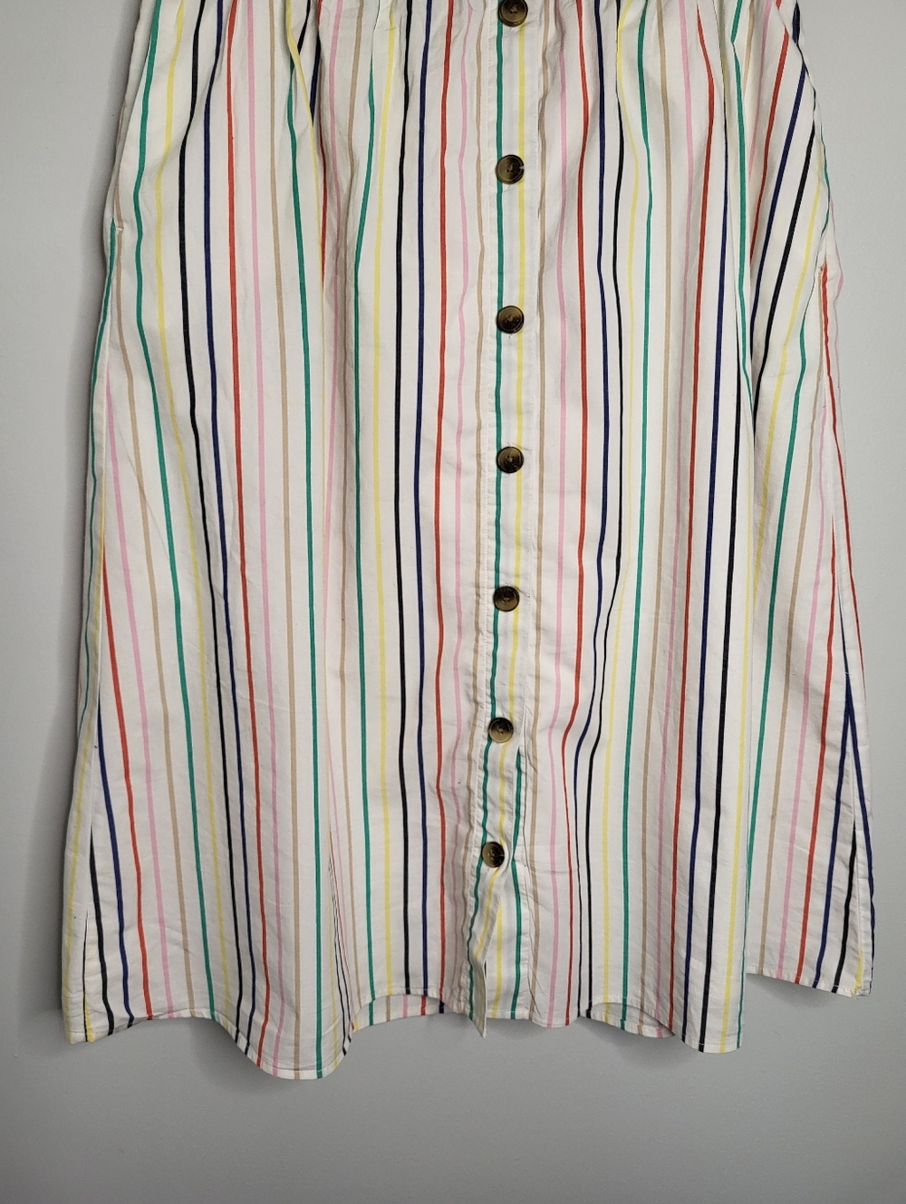 J.Crew Rainbow Stripe Poplin Midi Skirt Size L Fully Lined Pockets Preppy Summer - Picture 6 of 12